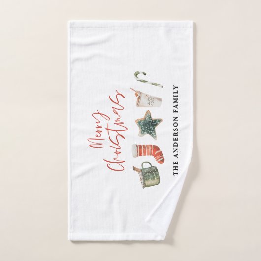 Waterverf kerstkoekje drink snoepriet handdoek (Handdoek)