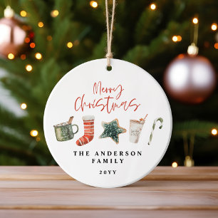 Waterverf kerstkoekje drink snoepriet keramisch ornament