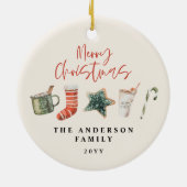 Waterverf kerstkoekje drink snoepriet keramisch ornament (Achterkant)