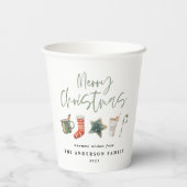 Waterverf kerstkoekje drink snoepriet papieren bekers (Achterkant)