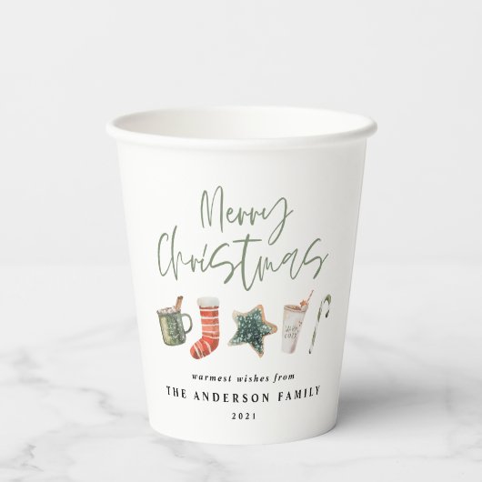 Waterverf kerstkoekje drink snoepriet papieren bekers (Achterkant)