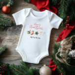 Waterverf kerstkoekje drink snoepriet romper<br><div class="desc">Een leuke feestelijke vormgeving met waterverf winterfavorieten - warme chocolade,  snoepriet,  kousen. Vrolijk kerstfeest in het hedendaagse script lettertype,  perfect om het vakantieseizoen te vieren. Kan bewerkt worden,  een deel van een collectie.</div>