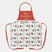 Waterverf kerstkoekje drink snoepriet schort (Voorkant)