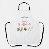 Waterverf kerstkoekje drink snoepriet schort (Voorkant)
