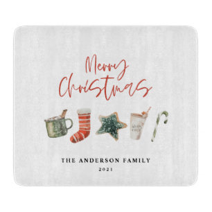 Waterverf kerstkoekje drink snoepriet snijplank