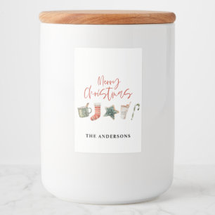 Waterverf kerstkoekje drink snoepriet voedselcontainer etiket