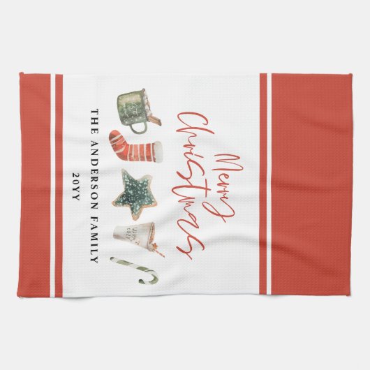 Waterverf kerstkoekje drink snoeprietkit theedoek (Horizontaal)