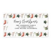 Waterverf kerstkoekje traditionel elegant etiket (Voorkant)