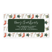 Waterverf kerstkoekje traditionel elegant etiket (Voorkant)