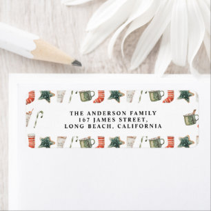 Waterverf kerstkoekje traditionel elegant etiket