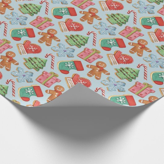 Waterverf kerstkoekjes cadeaupapier (Hoek)