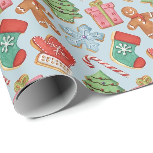 Waterverf kerstkoekjes cadeaupapier (Rol Hoek)