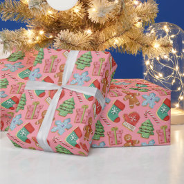 Waterverf kerstkoekjes cadeaupapier