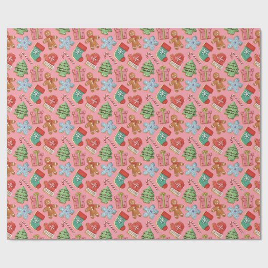 Waterverf kerstkoekjes cadeaupapier (Vlak)