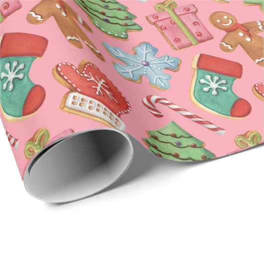 Waterverf kerstkoekjes cadeaupapier (Rol Hoek)