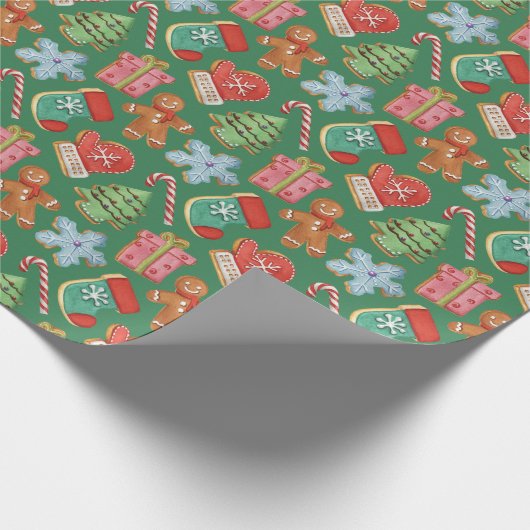 Waterverf kerstkoekjes cadeaupapier (Hoek)