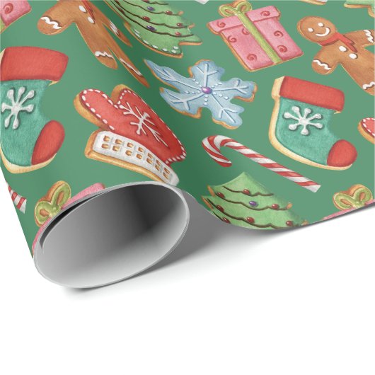 Waterverf kerstkoekjes cadeaupapier (Rol Hoek)