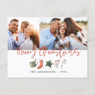 Waterverf kerstkoekjes drink snoepriet Holi Feestdagenkaart