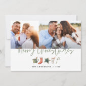 Waterverf kerstkoekjes drink snoepriet Holi Feestdagenkaart (Voorkant)