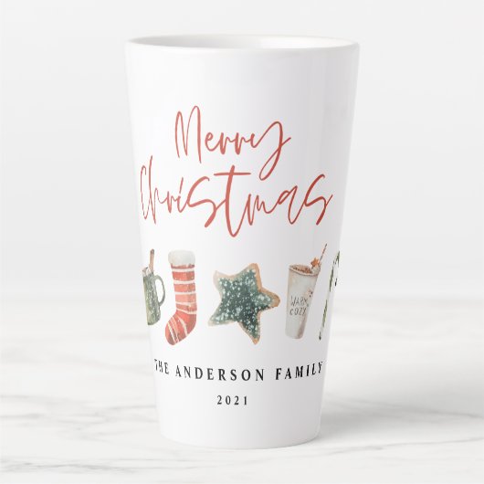 Waterverf kerstkoekjes drinken snoeprietMok Latte Mok (Voorkant)