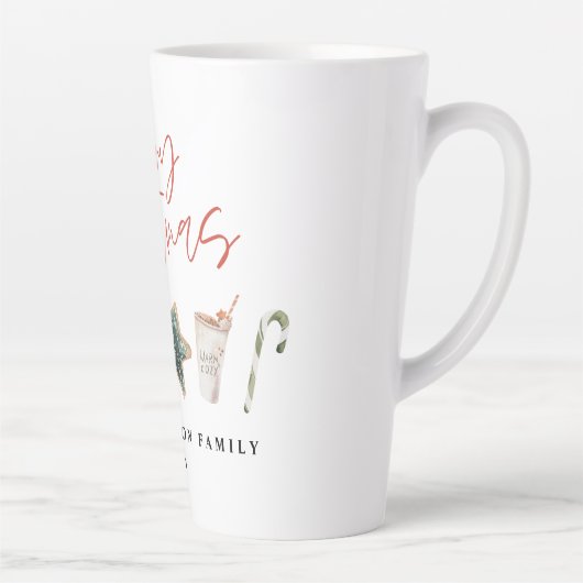 Waterverf kerstkoekjes drinken snoeprietMok Latte Mok (Rechts)