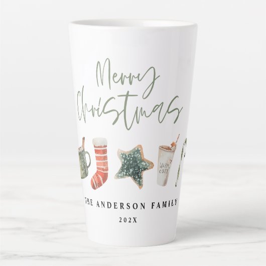 Waterverf kerstkoekjes drinken snoeprietMok Latte Mok (Voorkant)