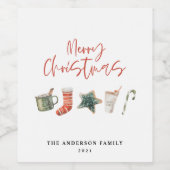 Waterverf kerstkoekjes drinken snoeprietMok Wijn Etiket (Enkel label)