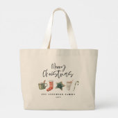 Waterverf kerstkoekjes drinken snoeprietTas Grote Tote Bag (Achterkant)