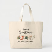 Waterverf kerstkoekjes drinken snoeprietTas Grote Tote Bag (Voorkant)