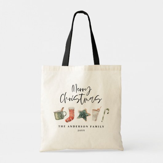 Waterverf kerstkoekjes drinken snoeprietTas Tote Bag (Achterkant)