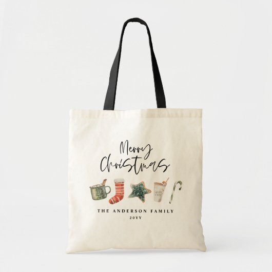 Waterverf kerstkoekjes drinken snoeprietTas Tote Bag (Voorkant)