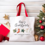 Waterverf kerstkoekjes drinken snoeprietTas Tote Bag<br><div class="desc">Een leuke feestelijke mok met waterverf winterfavorieten: warme chocolade,  snoepriet,  kousenvlees. Vrolijk kerstfeest in het hedendaagse script lettertype,  perfect om het vakantieseizoen te vieren. Kan bewerkt worden,  een deel van een collectie.</div>