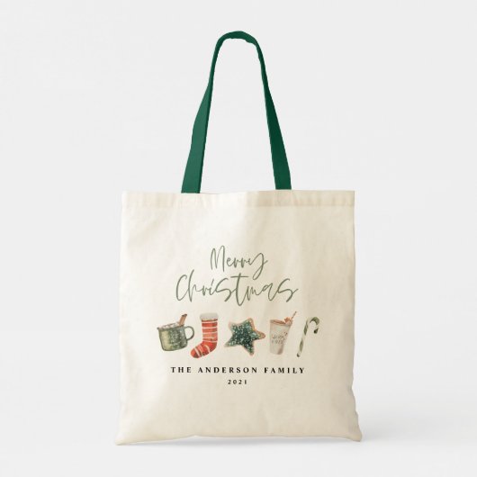 Waterverf kerstkoekjes drinken snoeprietTas Tote Bag (Achterkant)