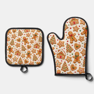 Waterverf Kerstkoekjes en Kersttraktaties Ovenwant & Pannenlap Set