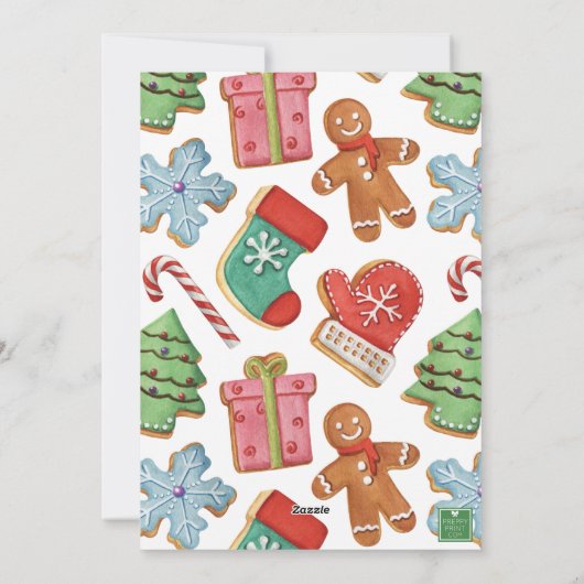 Waterverf Kerstkoekjes Foto Feestdagenkaart (Achterkant)