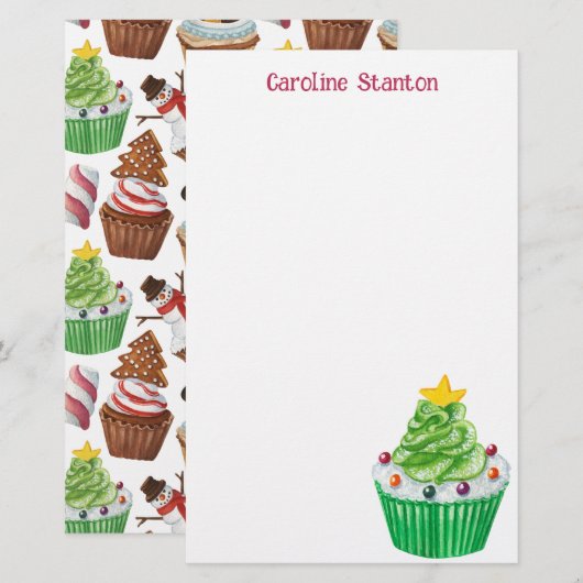 Waterverf kerstkoekjes gepersonaliseerd briefpapier (Voorkant / Achterkant)