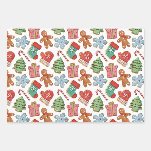 Waterverf kerstkoekjes inpakpapier vel (Voorkant 2)