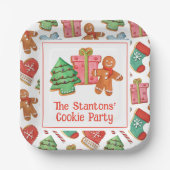 Waterverf kerstkoekjes papieren bordje (Voorkant)