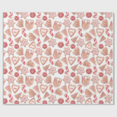 Waterverf Kerstkoekjes Patroon Kerst Cadeaupapier (Vlak)