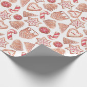 Waterverf Kerstkoekjes Patroon Kerst Cadeaupapier (Hoek)