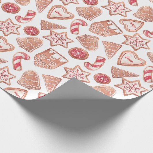 Waterverf Kerstkoekjes Patroon Kerst Cadeaupapier (Hoek)