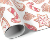 Waterverf Kerstkoekjes Patroon Kerst Cadeaupapier (Rol Hoek)
