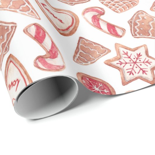 Waterverf Kerstkoekjes Patroon Kerst Cadeaupapier (Rol Hoek)