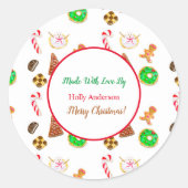 Waterverf kerstkoekjes ronde sticker (Voorkant)