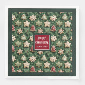 Waterverf Kerstkoekjes rood groene servetten (Voorkant)