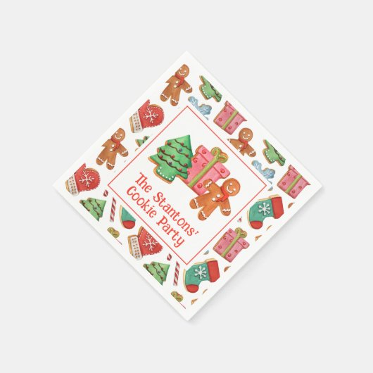 Waterverf kerstkoekjes servet (Hoek)