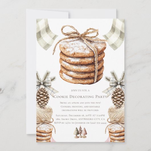 Waterverf kerstkoekjesdeeg kaart (Voorkant)