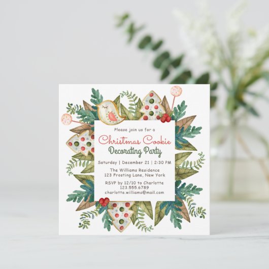 Waterverf kerstkoekjesdeeg kaart (Staand voorkant)