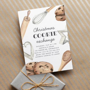 Waterverf Kerstkoekjesuitwisselingspartij Kaart