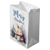 Waterverf Kerstkonijn Medium Cadeauzakje (Voorkant Gekanteld)